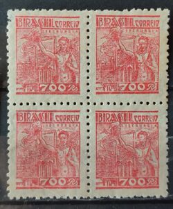 Selo Regular RHM 448 Netinha Siderurgia 600 Reis Filigrana O 1942 Quadra