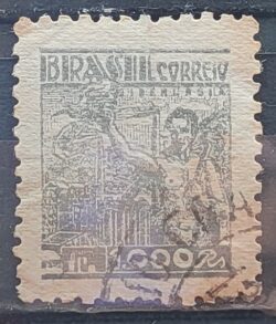 Selo Regular RHM 449 Netinha Siderurgia 1000 Reis Filigrana O 1942 Circulado 1