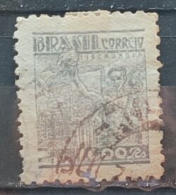 Selo Regular RHM 449 Netinha Siderurgia 1000 Reis Filigrana O 1942 Circulado 6