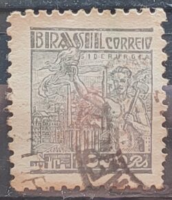 Selo Regular RHM 449B Netinha Siderurgia 1000 Reis Filigrana O 1942 Circulado 2