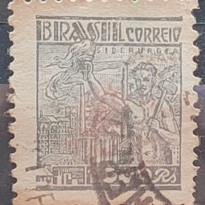 Selo Regular RHM 449B Netinha Siderurgia 1000 Reis Filigrana O 1942 Circulado 2