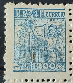 Selo Regular RHM 450B Netinha Siderurgia 1200 Reis Filigrana O 1942