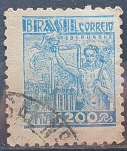 Selo Regular RHM 450B Netinha Siderurgia 1200 Reis Filigrana O 1942 Circulado 1