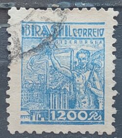 Selo Regular RHM 450B Netinha Siderurgia 1200 Reis Filigrana O 1942 Circulado 6