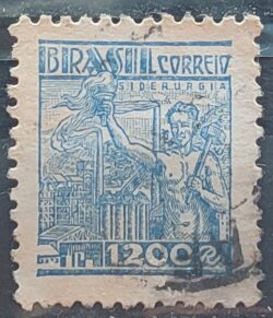 Selo Regular RHM 450B Netinha Siderurgia 1200 Reis Filigrana O 1942 Circulado 7