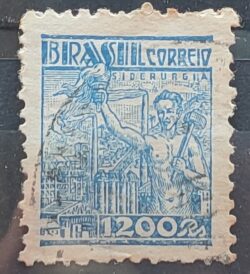 Selo Regular RHM 450B Netinha Siderurgia 1200 Reis Filigrana O 1942 Circulado 8