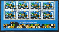 C 4086 Selo Previdencia Social Economia Trem Bandeira Trabalho 2023 Octilha Vinheta CBC DF