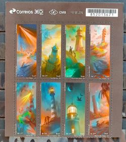 C 4096 Selo Farois Brasileiros Farol 2023 Serie Completa Vinheta Correios Codigo de Barras