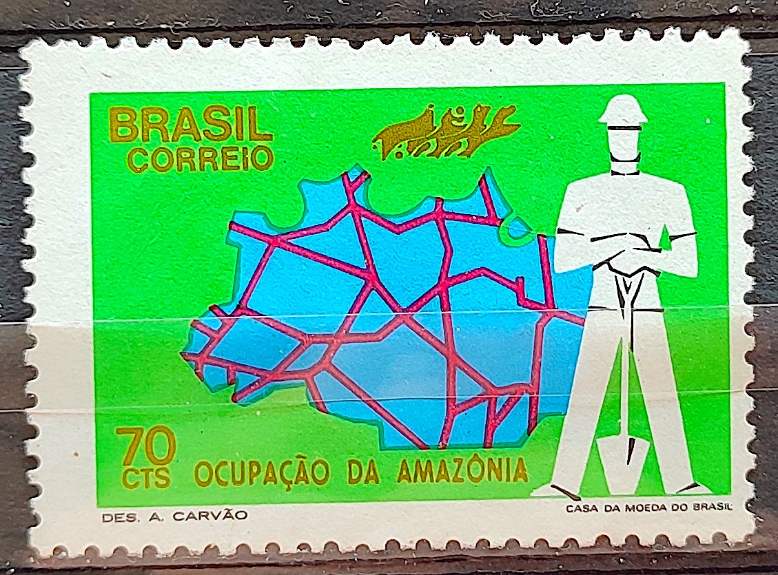 C 736 Selo Campanha Integracao Nacional Amazonia Mapa 1972
