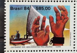 C 1375 Selo Centenario dos Abolicionistas Ceara Jangada Escravidao Direito 1984 MH