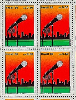 C 1521 Selo Radiodifusao Comunicacao Microfone 1986 Quadra