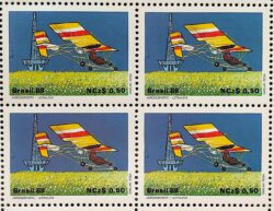 C 1636 Selo 80 Anos Voo Santos Dumont Aviao Ultraleve 1989 Quadra