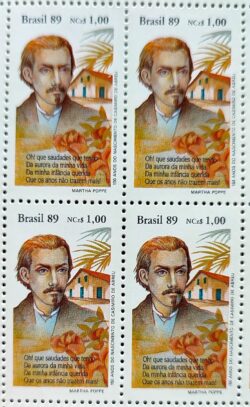 C 1654 Selo Dia do Livro Literatura Casimiro de Abreu 1989 Quadra