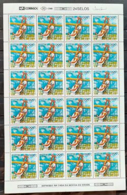 C 1998 Selo Centenario Olimpiada Atlanta 1996 Volei Folha