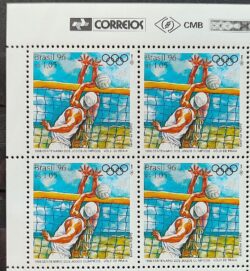 C 1998 Selo Centenario Olimpiada Atlanta 1996 Volei Quadra Vinheta Correios