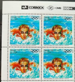C 1999 Selo Centenario Olimpiada Atlanta 1996 Natacao Quadra Vinheta Correios