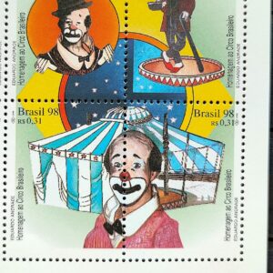 C 2085 Selo Homenagem ao Circo Brasileiro Palhaco Chapeu 1998 Codigo de Barras