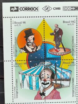 C 2085 Selo Homenagem ao Circo Brasileiro Palhaco Chapeu 1998 Vinheta Correios