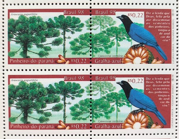 C 2138 Selo Pinheiro do Paraná Gralha Azul Araucaria 1998 Quadra