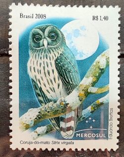 C 2766 Selo Mercosul Coruja Lua Ave Fauna 2008