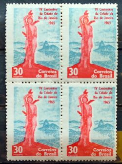 C 522 Selo 4 Centenario Cidade Rio de Janeiro 1965 Quadra 1
