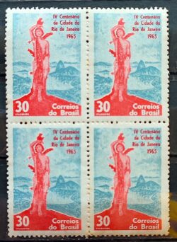 C 522 Selo 4 Centenario Cidade Rio de Janeiro 1965 Quadra 2