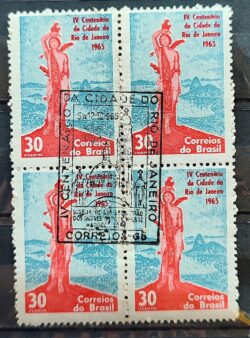 C 522 Selo 4 Centenario Cidade Rio de Janeiro 1965 Quadra CBC RJ 1