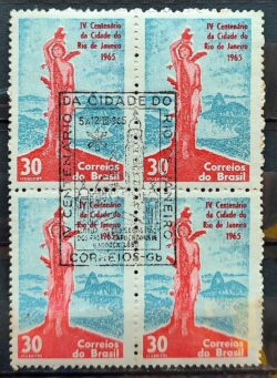 C 522 Selo 4 Centenario Cidade Rio de Janeiro 1965 Quadra CBC RJ 2