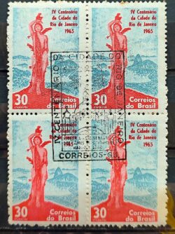 C 522 Selo 4 Centenario Cidade Rio de Janeiro 1965 Quadra CBC RJ 3