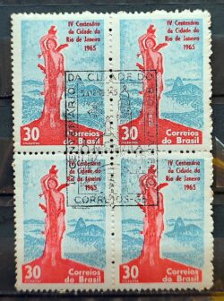 C 522 Selo 4 Centenario Cidade Rio de Janeiro 1965 Quadra CBC RJ 4