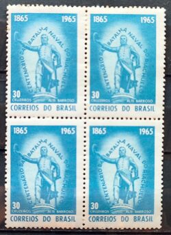 C 530 Selo Centenario Batalha Naval do Riachuelo Militar Marinha 1965 Quadra