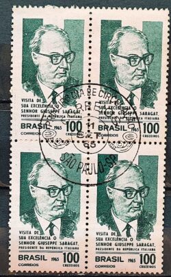 C 538 Selo Presidente da Italia Saragat Oculos 1965 Quadra CPD SP