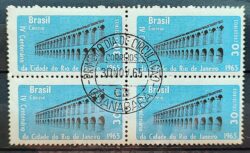 C 544 Selo 4 Centenario do Rio de Janeiro Arcos da Lapa 1965 Quadra CPD GB