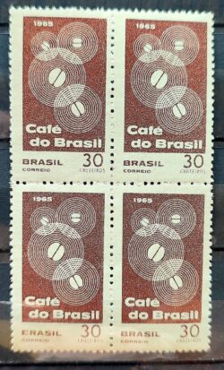 C 545 Selo Propaganda do Cafe do Brasil Bebida 1965 Quadra