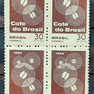 C 545 Selo Propaganda do Cafe do Brasil Bebida 1965 Quadra