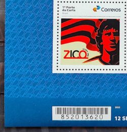 SI 03 Selo Institucional Zico 70 Anos Flamengo Futebol 2023 Codigo de Barras