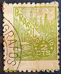 Selo Regular Cod RHM 461 Netinha Petroleo 2 cts Filigrana Q 1947 Circulado 2