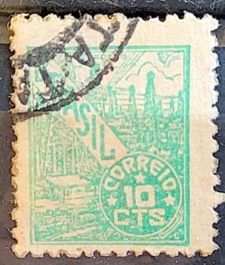 Selo Regular Cod RHM 463 Netinha Petroleo 10 cts Filigrana Q 1948 Circulado 4