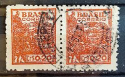 Selo Regular Cod RHM 464 Netinha Trigo Cr$ 0,20 Filigrana Q 1947 Circulado 11 Dupla