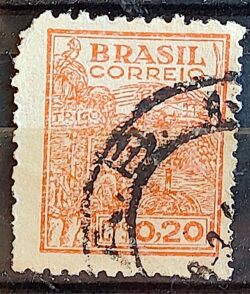 Selo Regular Cod RHM 464 Netinha Trigo Cr$ 0,20 Filigrana Q 1947 Circulado 2