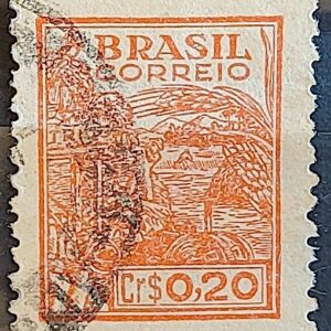 Selo Regular Cod RHM 464 Netinha Trigo Cr$ 0,20 Filigrana Q 1947 Circulado 5