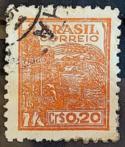 Selo Regular Cod RHM 464 Netinha Trigo Cr$ 0,20 Filigrana Q 1947 Circulado 6