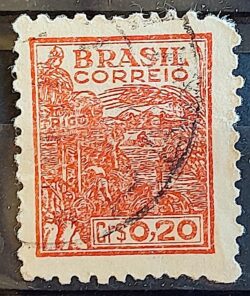 Selo Regular Cod RHM 464 Netinha Trigo Cr$ 0,20 Filigrana Q 1947 Circulado 7