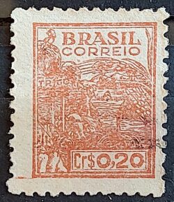 Selo Regular Cod RHM 464 Netinha Trigo Cr$ 0,20 Filigrana Q 1947 Circulado 8