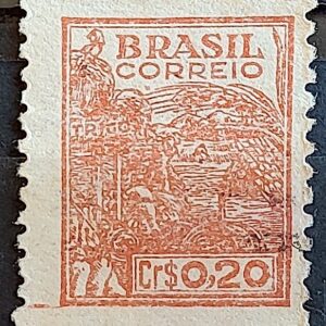 Selo Regular Cod RHM 464 Netinha Trigo Cr$ 0,20 Filigrana Q 1947 Circulado 8
