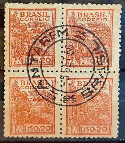 Selo Regular Cod RHM 464 Netinha Trigo Cr$ 0,20 Filigrana Q 1947 Quadra CPD PA