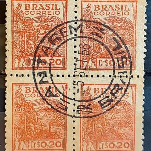 Selo Regular Cod RHM 464 Netinha Trigo Cr$ 0,20 Filigrana Q 1947 Quadra CPD PA