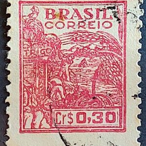 Selo Regular Cod RHM 465 Netinha Trigo Cr$ 0,30 Filigrana Q 1949 Circulado 1