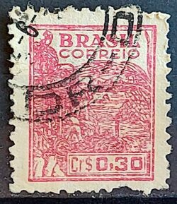 Selo Regular Cod RHM 465 Netinha Trigo Cr$ 0,30 Filigrana Q 1949 Circulado 3