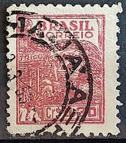 Selo Regular Cod RHM 465 Netinha Trigo Cr$ 0,30 Filigrana Q 1949 Circulado 4